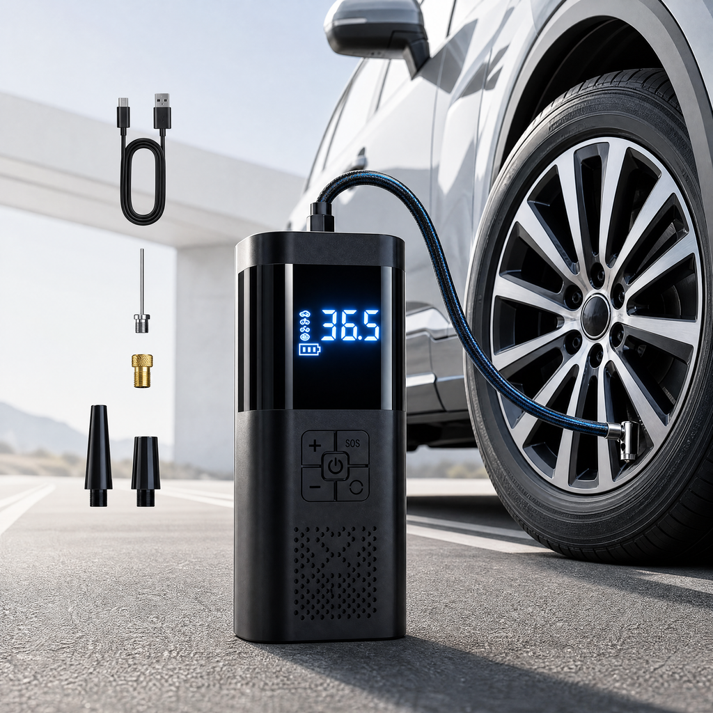 Smart Portable Air Compressor 150PSI – Rechargeable Tire Inflator With Auto Shut-Off