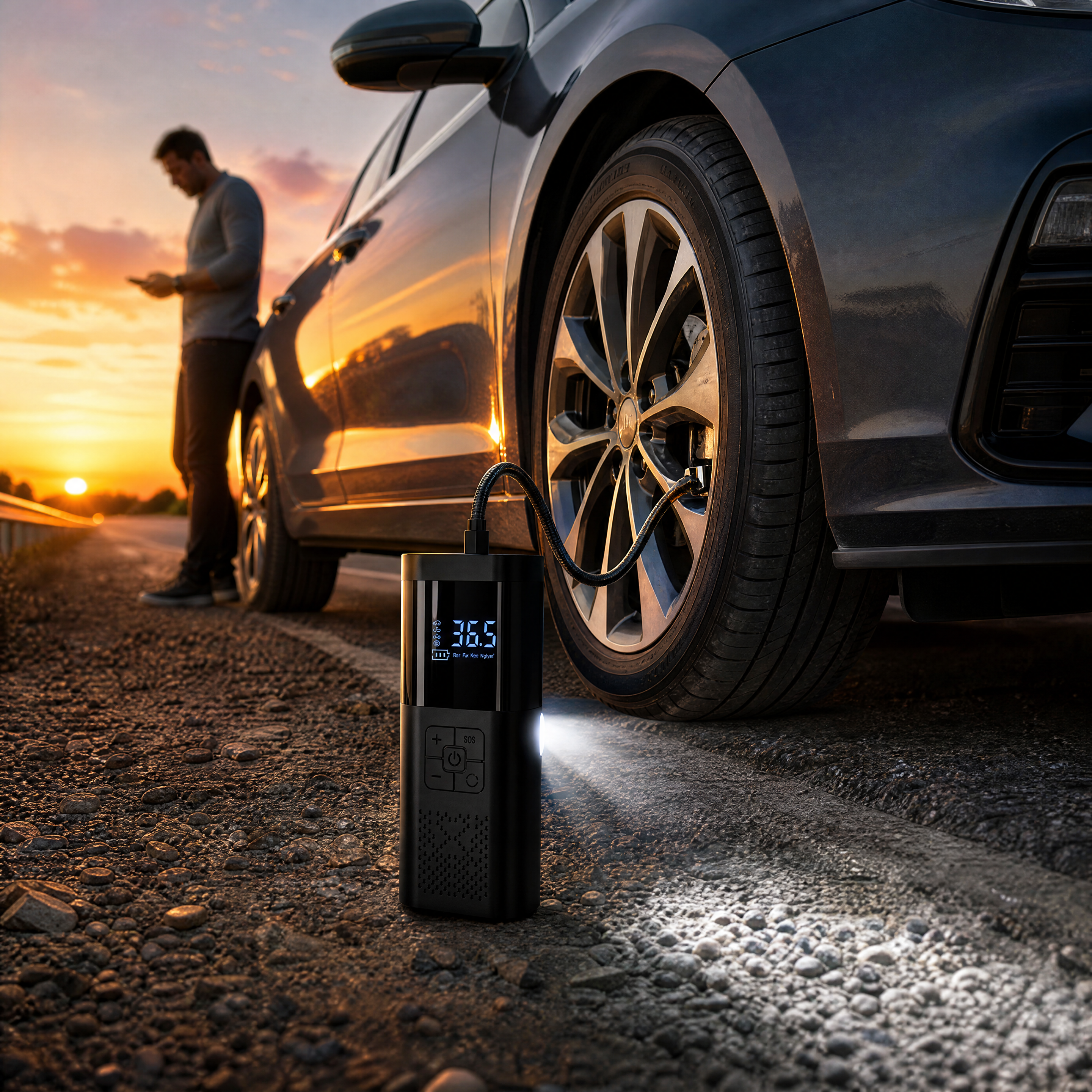 Smart Portable Air Compressor 150PSI – Rechargeable Tire Inflator With Auto Shut-Off