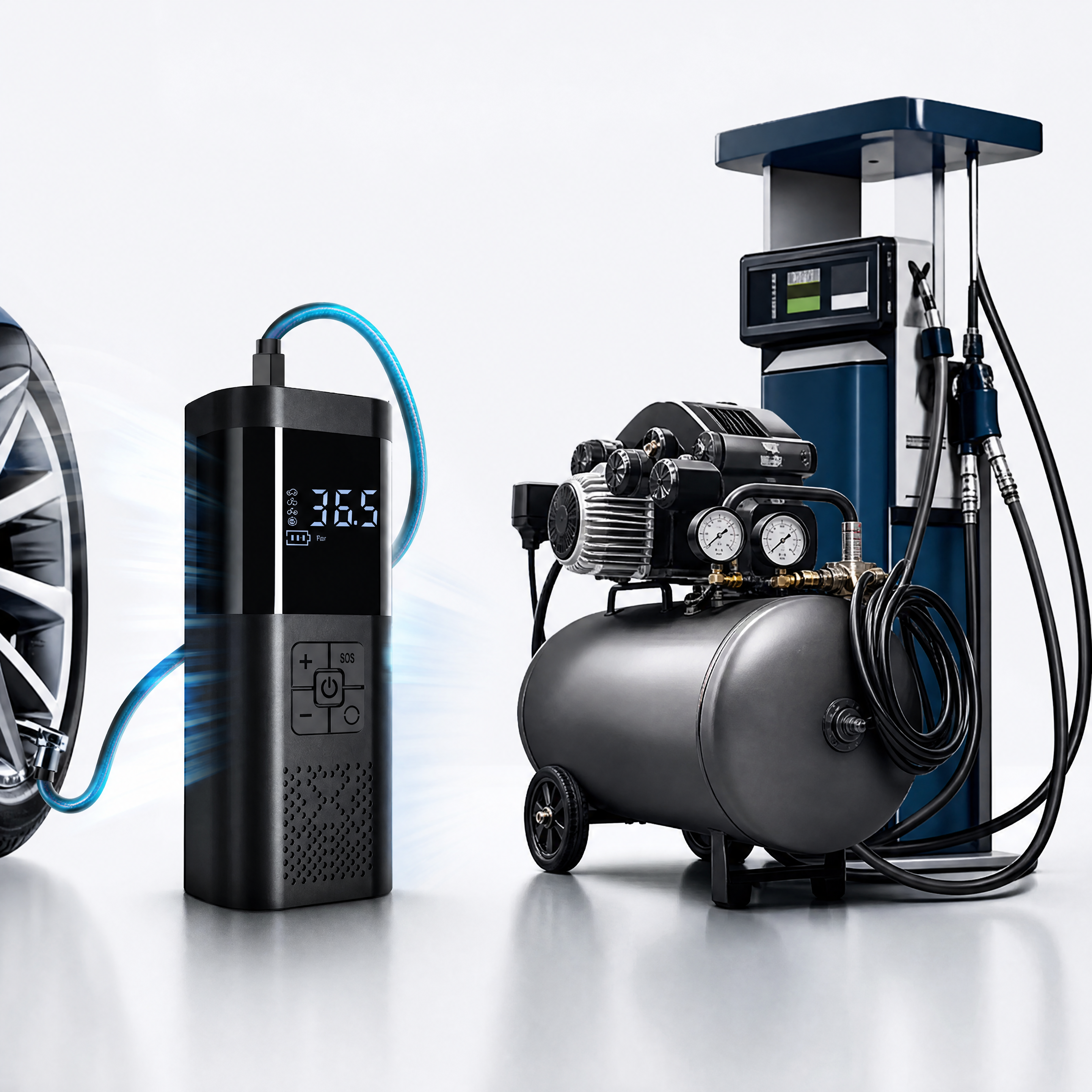 Smart Portable Air Compressor 150PSI – Rechargeable Tire Inflator With Auto Shut-Off